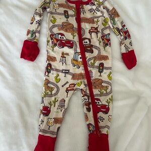 Disney Cars Themed One Piece Footie - Red and Cream